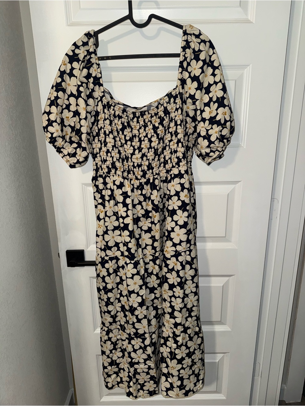 Floral Square-Neck Midi Dress